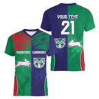 Custom Warriors-Rabbitohs Women V-Neck T-Shirt Together Sporty Style