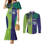 Custom Warriors-Raiders Couples Matching Mermaid Dress and Long Sleeve Button Shirt Together Sporty Style