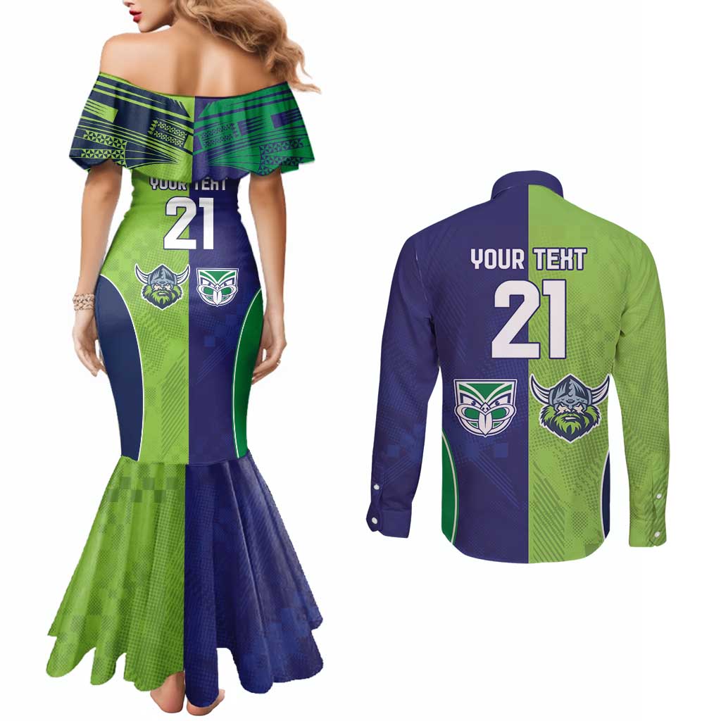 Custom Warriors-Raiders Couples Matching Mermaid Dress and Long Sleeve Button Shirt Together Sporty Style