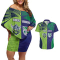 Custom Warriors-Raiders Couples Matching Off Shoulder Short Dress and Hawaiian Shirt Together Sporty Style