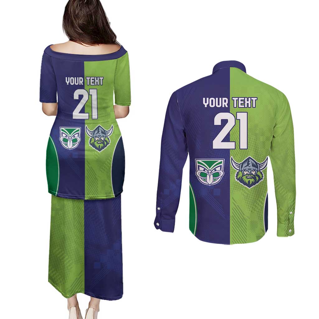 Custom Warriors-Raiders Couples Matching Puletasi and Long Sleeve Button Shirt Together Sporty Style