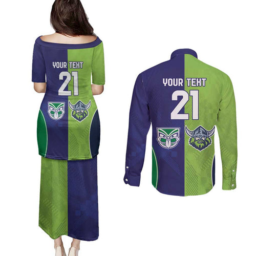 Custom Warriors-Raiders Couples Matching Puletasi and Long Sleeve Button Shirt Together Sporty Style