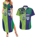 Custom Warriors-Raiders Couples Matching Summer Maxi Dress and Hawaiian Shirt Together Sporty Style