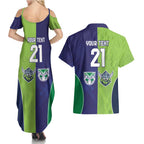Custom Warriors-Raiders Couples Matching Summer Maxi Dress and Hawaiian Shirt Together Sporty Style
