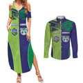 Custom Warriors-Raiders Couples Matching Summer Maxi Dress and Long Sleeve Button Shirt Together Sporty Style