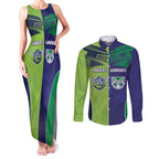 Custom Warriors-Raiders Couples Matching Tank Maxi Dress and Long Sleeve Button Shirt Together Sporty Style