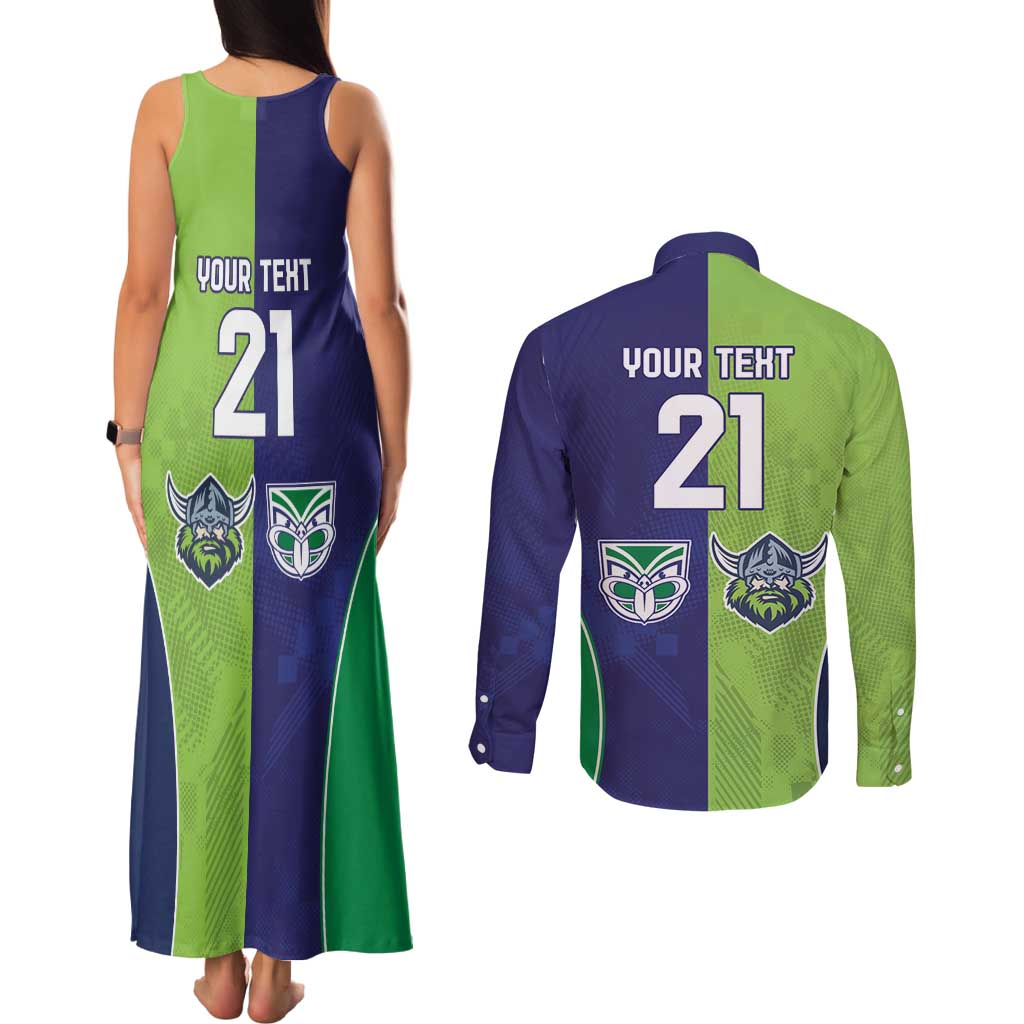 Custom Warriors-Raiders Couples Matching Tank Maxi Dress and Long Sleeve Button Shirt Together Sporty Style