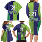 Custom Warriors-Raiders Family Matching Long Sleeve Bodycon Dress and Hawaiian Shirt Together Sporty Style