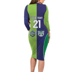 Custom Warriors-Raiders Family Matching Long Sleeve Bodycon Dress and Hawaiian Shirt Together Sporty Style