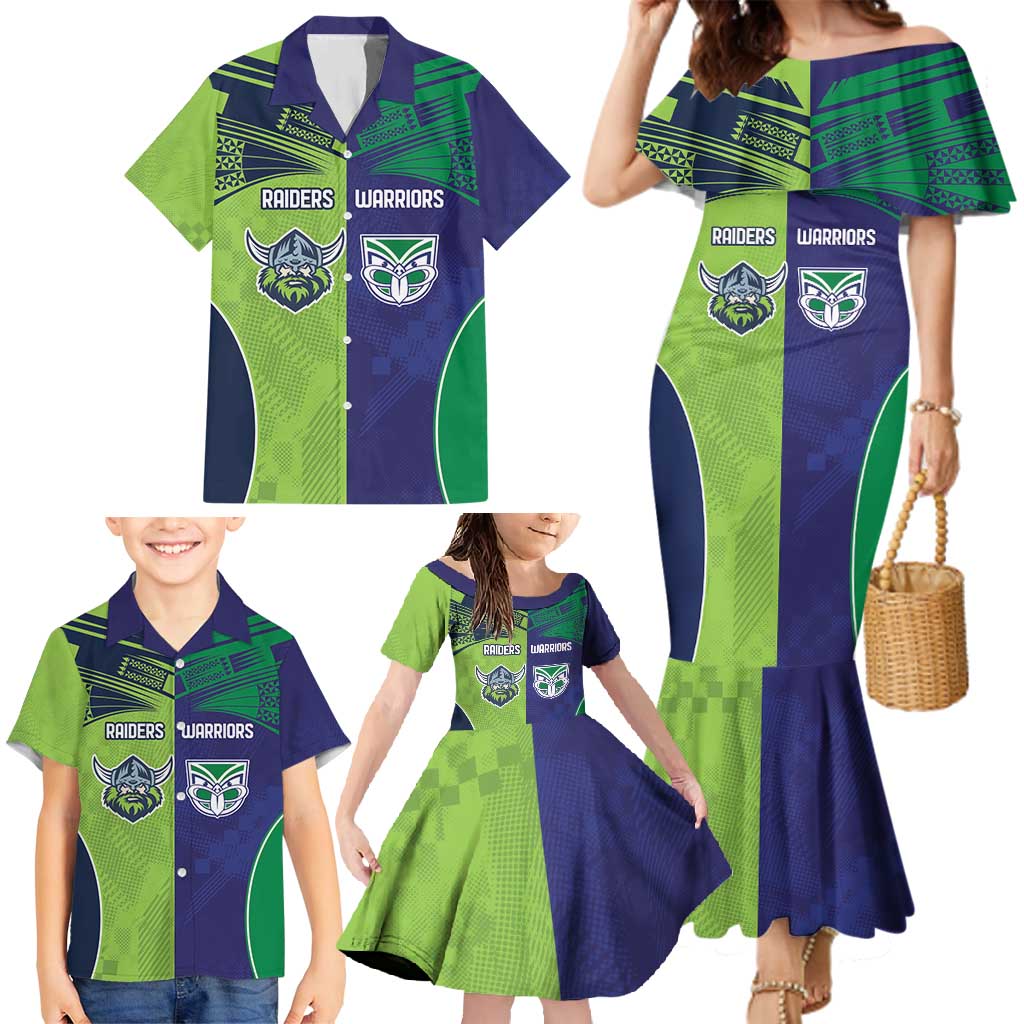 Custom Warriors-Raiders Family Matching Mermaid Dress and Hawaiian Shirt Together Sporty Style