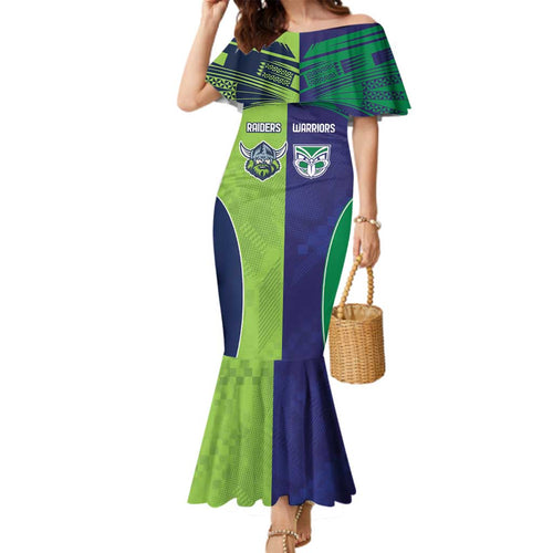 Custom Warriors-Raiders Family Matching Mermaid Dress and Hawaiian Shirt Together Sporty Style