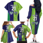 Custom Warriors-Raiders Family Matching Off The Shoulder Long Sleeve Dress and Hawaiian Shirt Together Sporty Style