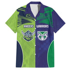 Custom Warriors-Raiders Family Matching Off Shoulder Maxi Dress and Hawaiian Shirt Together Sporty Style