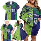 Custom Warriors-Raiders Family Matching Off Shoulder Short Dress and Hawaiian Shirt Together Sporty Style