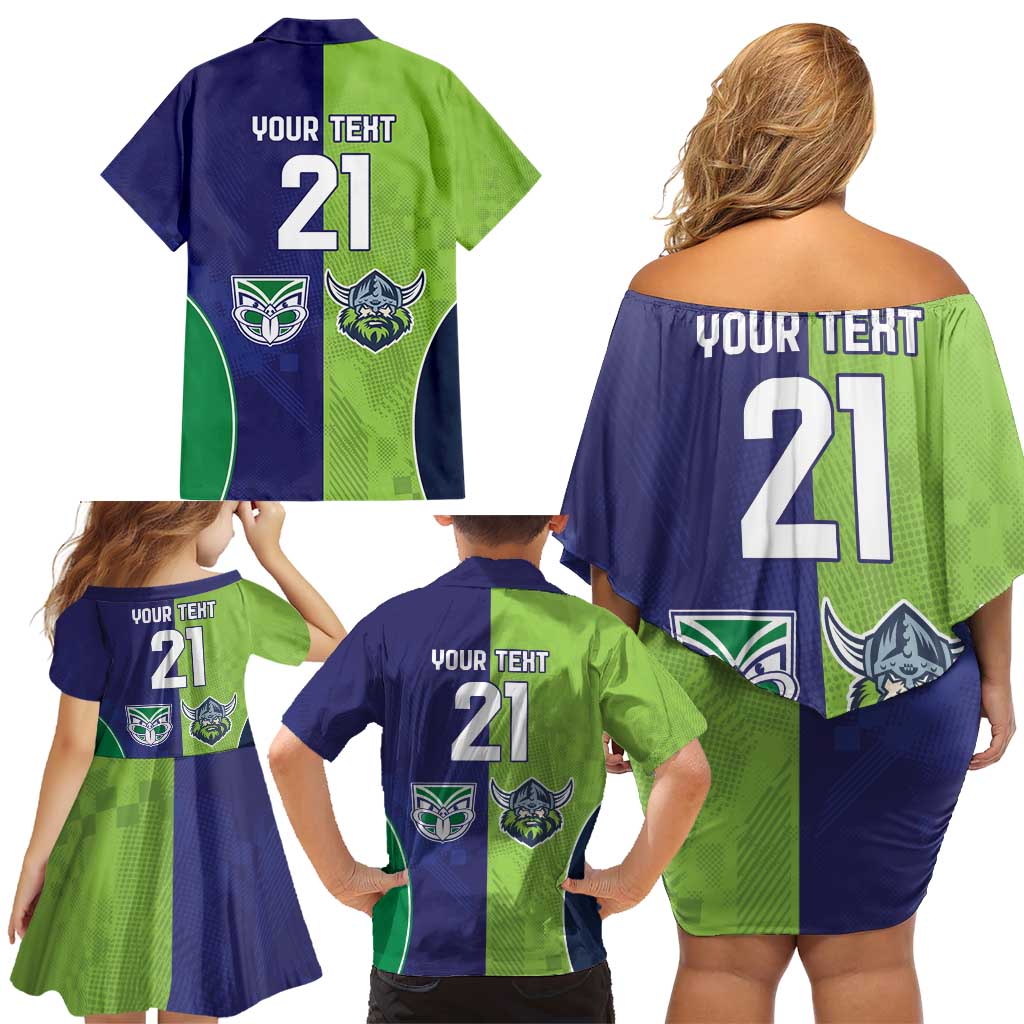 Custom Warriors-Raiders Family Matching Off Shoulder Short Dress and Hawaiian Shirt Together Sporty Style