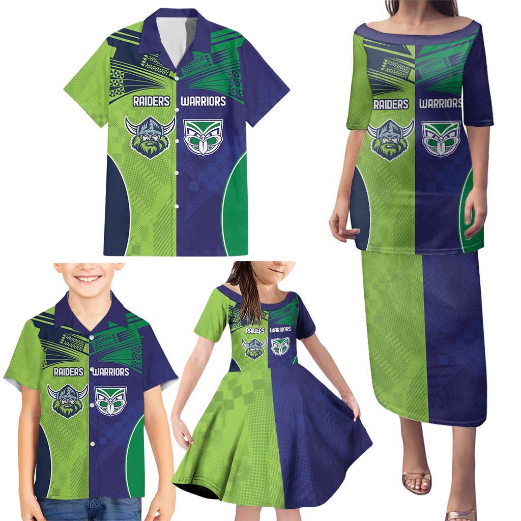 Custom Warriors-Raiders Family Matching Puletasi and Hawaiian Shirt Together Sporty Style