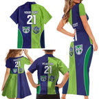 Custom Warriors-Raiders Family Matching Short Sleeve Bodycon Dress and Hawaiian Shirt Together Sporty Style