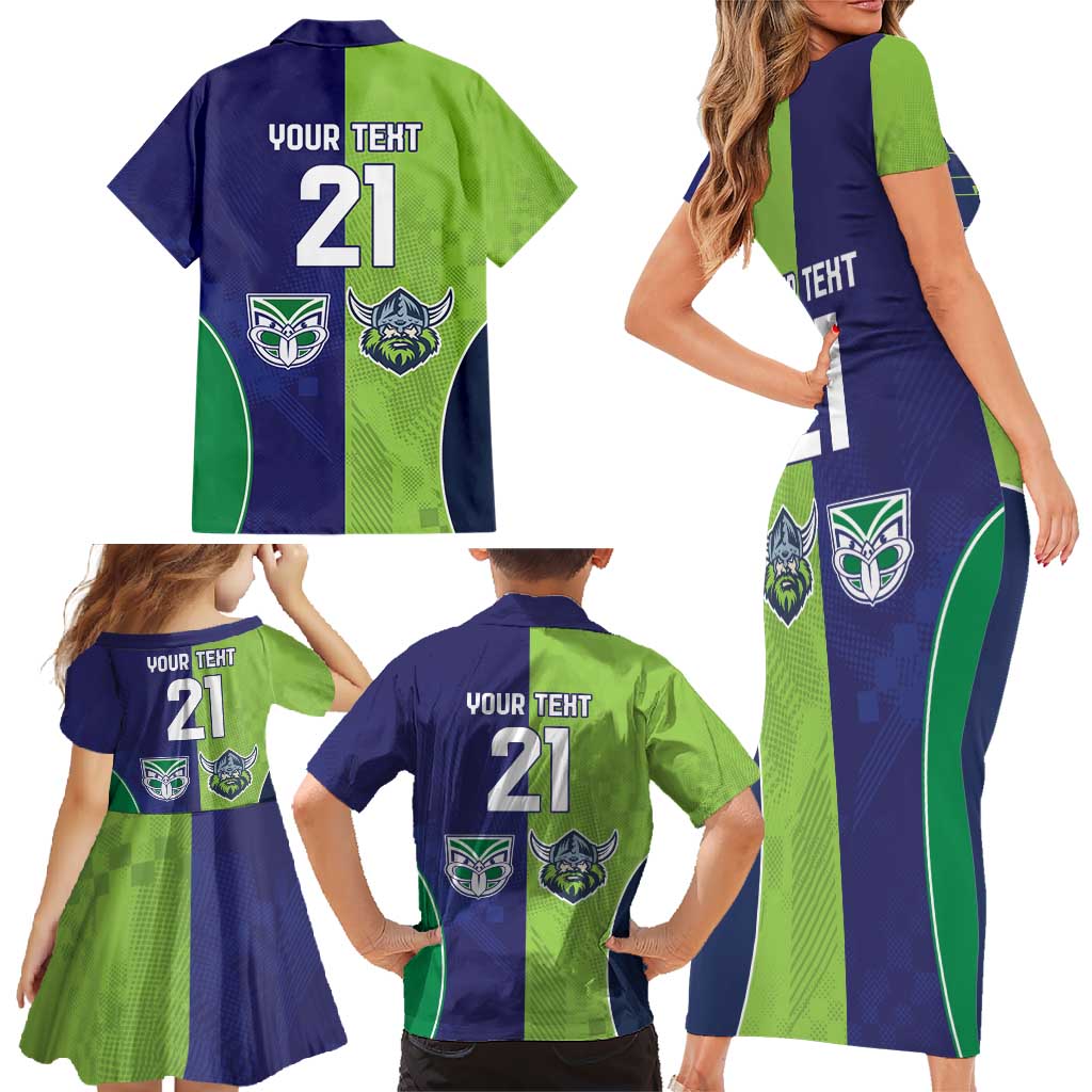 Custom Warriors-Raiders Family Matching Short Sleeve Bodycon Dress and Hawaiian Shirt Together Sporty Style