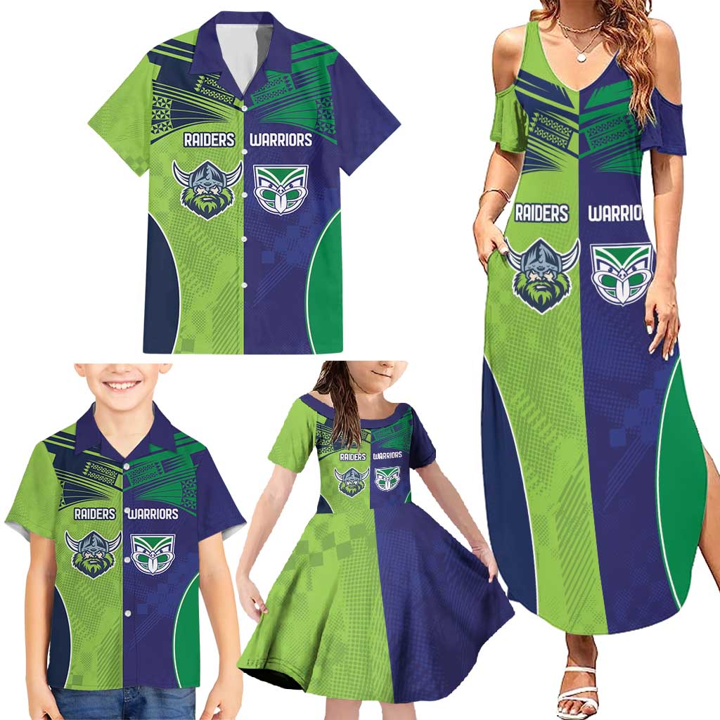 Custom Warriors-Raiders Family Matching Summer Maxi Dress and Hawaiian Shirt Together Sporty Style