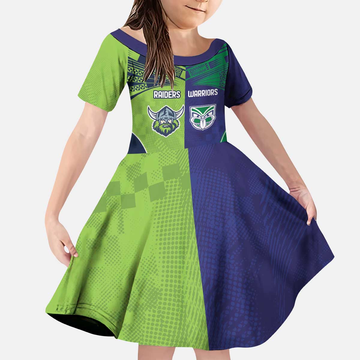 Custom Warriors-Raiders Kid Short Sleeve Dress Together Sporty Style
