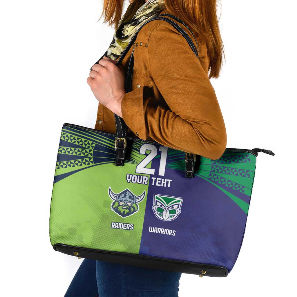 Custom Warriors-Raiders Leather Tote Bag Together Sporty Style