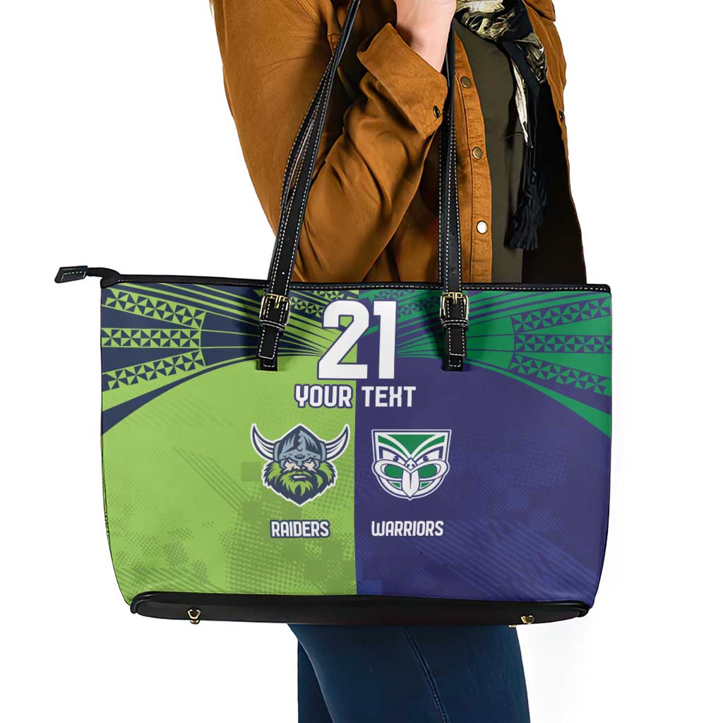 Custom Warriors-Raiders Leather Tote Bag Together Sporty Style