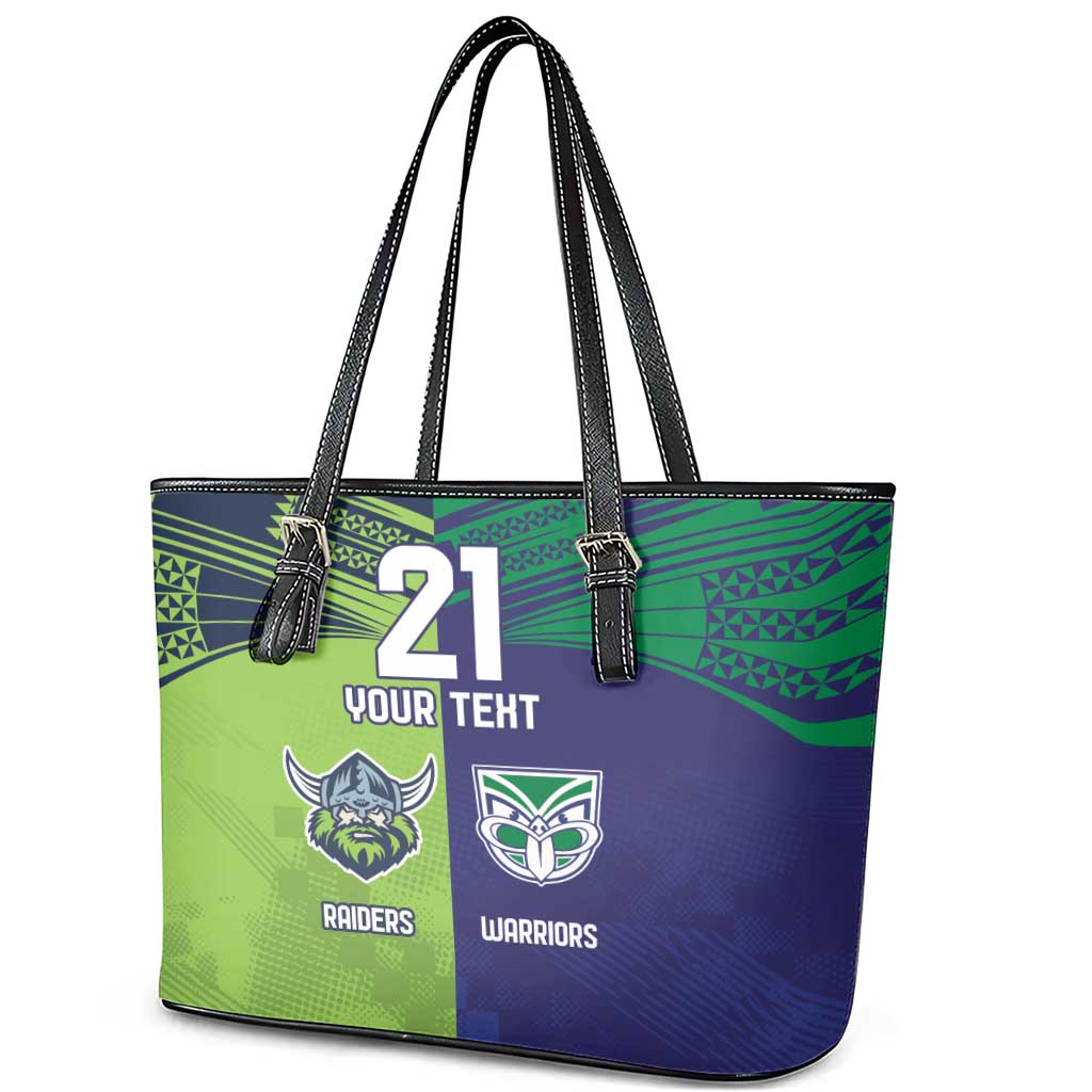 Custom Warriors-Raiders Leather Tote Bag Together Sporty Style