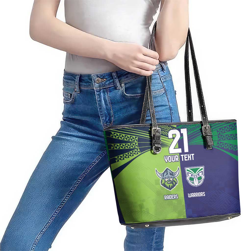 Custom Warriors-Raiders Leather Tote Bag Together Sporty Style