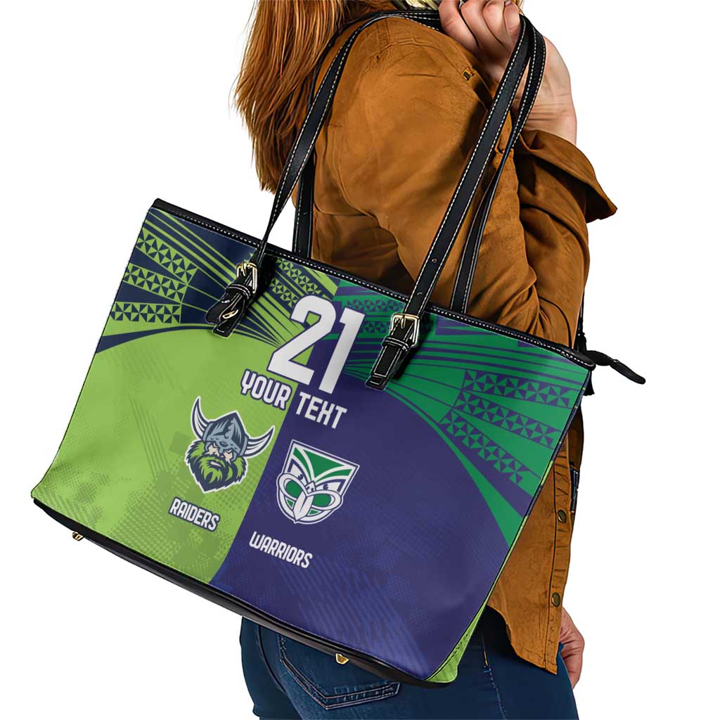 Custom Warriors-Raiders Leather Tote Bag Together Sporty Style