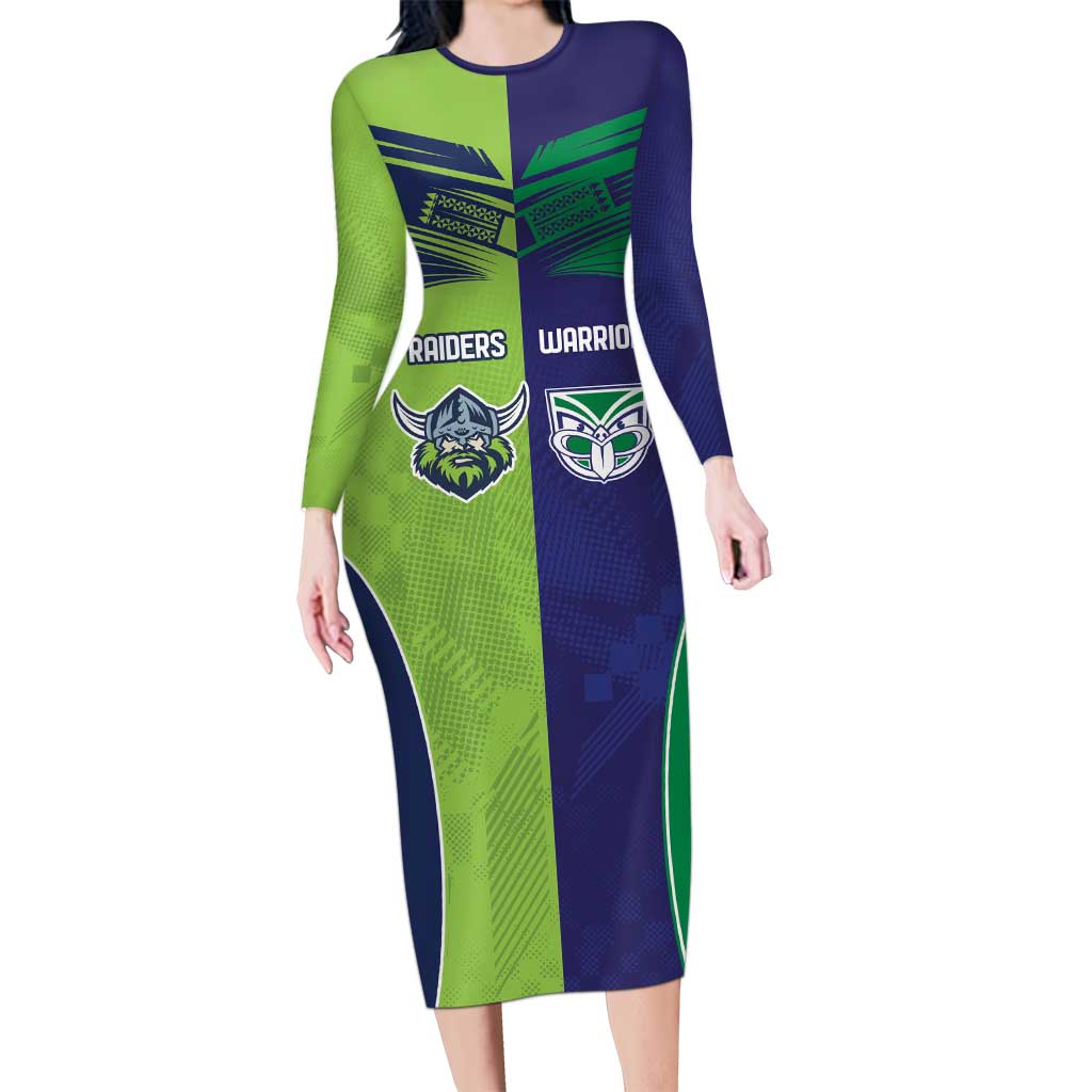 Custom Warriors-Raiders Long Sleeve Bodycon Dress Together Sporty Style