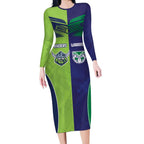 Custom Warriors-Raiders Long Sleeve Bodycon Dress Together Sporty Style
