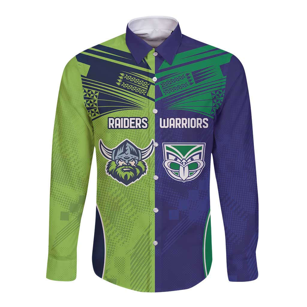 Custom Warriors-Raiders Long Sleeve Button Shirt Together Sporty Style