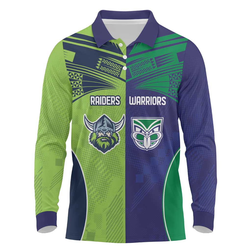 Custom Warriors-Raiders Long Sleeve Polo Shirt Together Sporty Style
