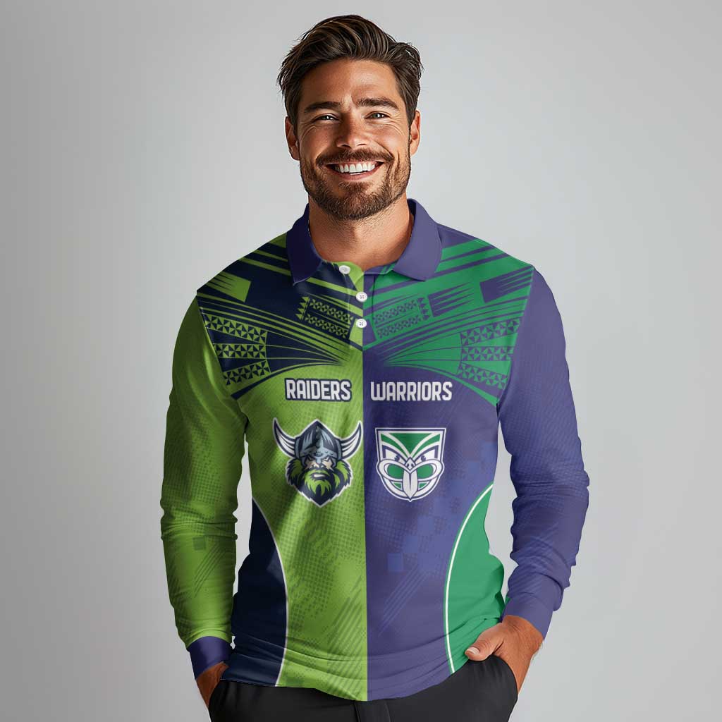 Custom Warriors-Raiders Long Sleeve Polo Shirt Together Sporty Style