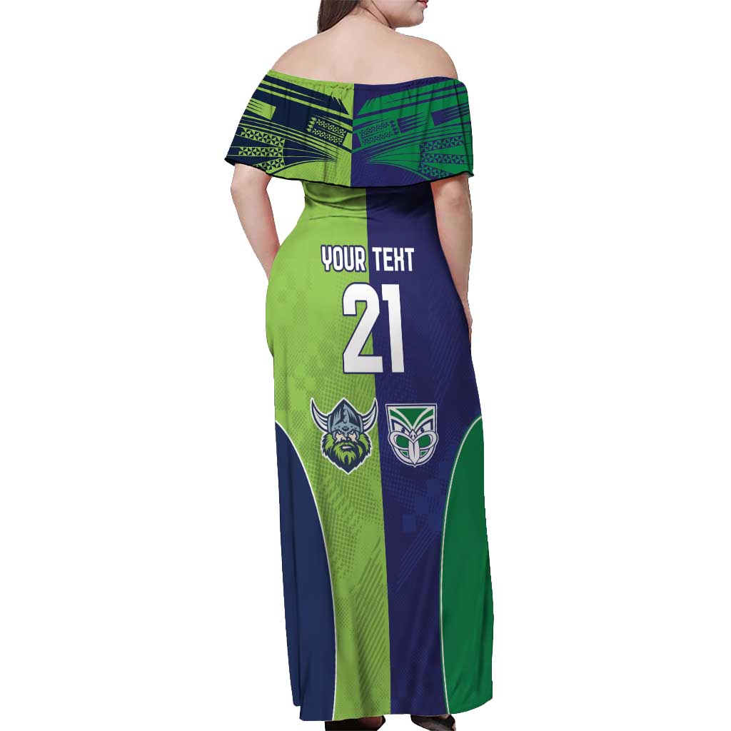 Custom Warriors-Raiders Off Shoulder Maxi Dress Together Sporty Style