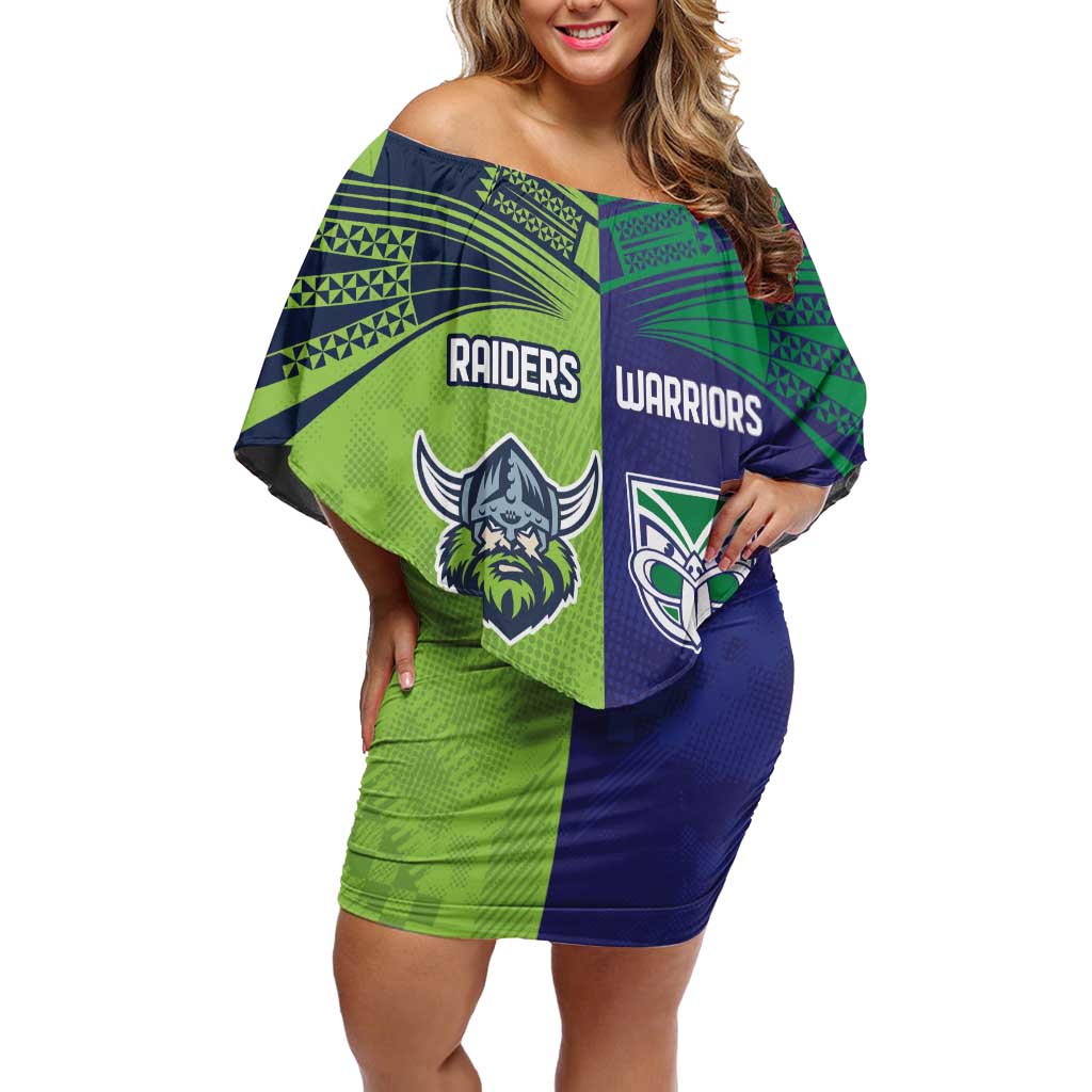 Custom Warriors-Raiders Off Shoulder Short Dress Together Sporty Style