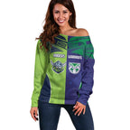 Custom Warriors-Raiders Off Shoulder Sweater Together Sporty Style
