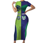Custom Warriors-Raiders Short Sleeve Bodycon Dress Together Sporty Style