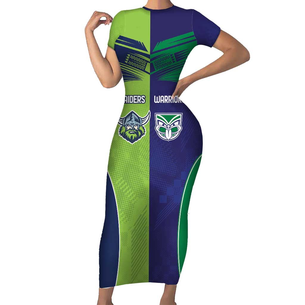 Custom Warriors-Raiders Short Sleeve Bodycon Dress Together Sporty Style