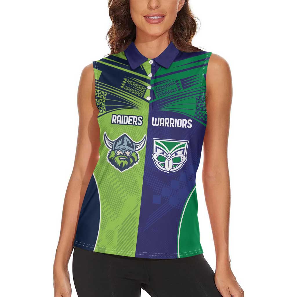 Custom Warriors-Raiders Women Sleeveless Polo Shirt Together Sporty Style