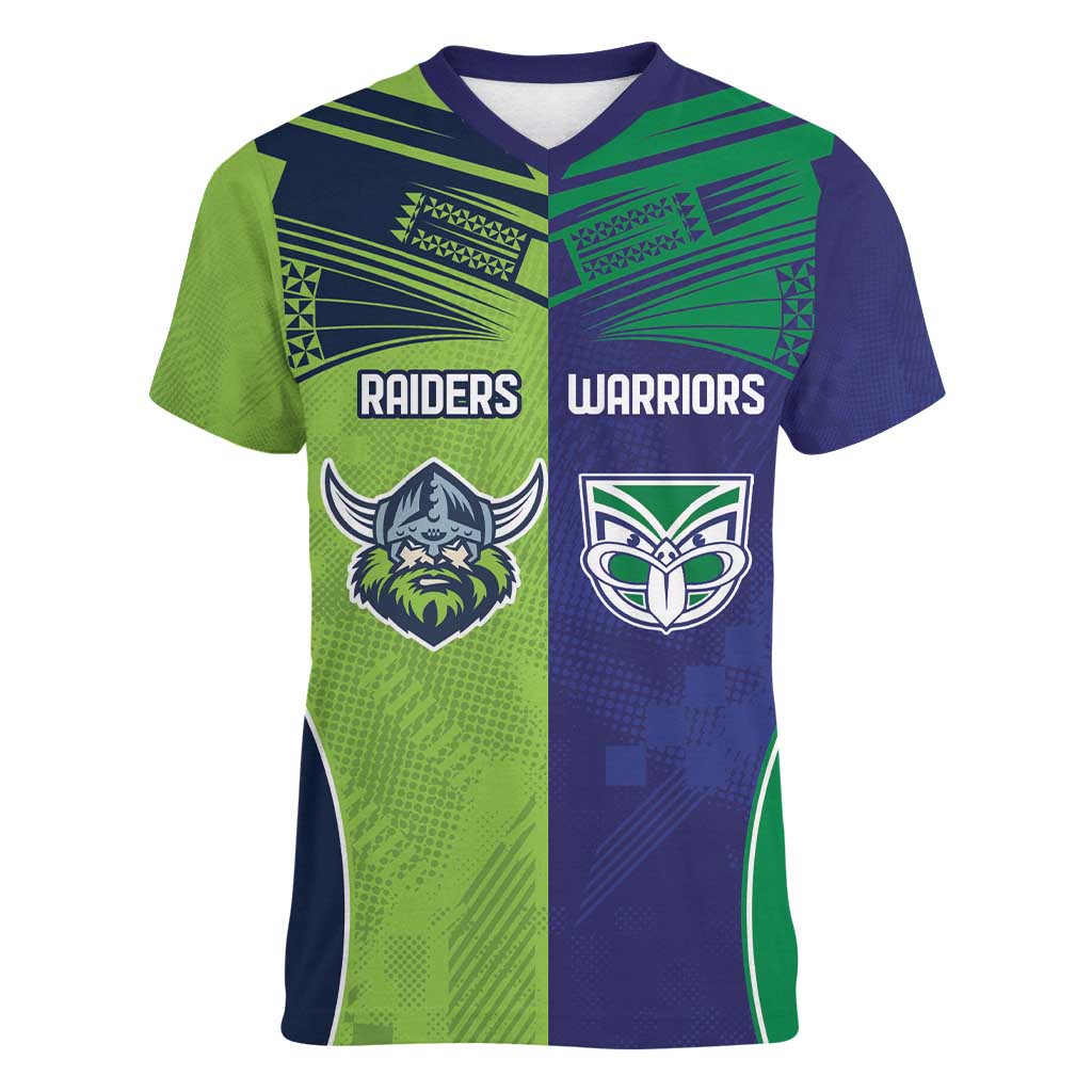 Custom Warriors-Raiders Women V-Neck T-Shirt Together Sporty Style