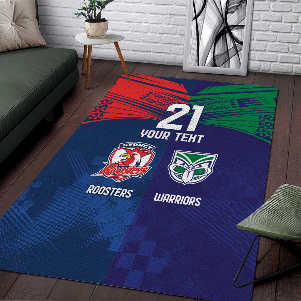 Custom Warriors-Roosters Area Rug Together Sporty Style