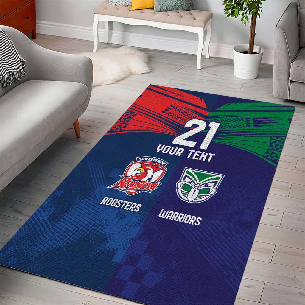 Custom Warriors-Roosters Area Rug Together Sporty Style