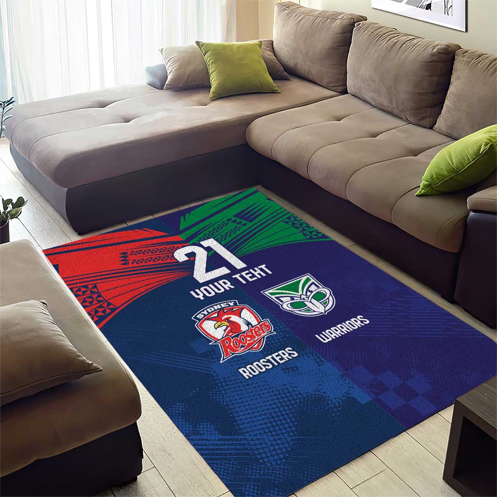 Custom Warriors-Roosters Area Rug Together Sporty Style