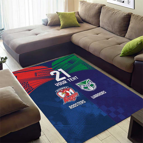 Custom Warriors-Roosters Area Rug Together Sporty Style