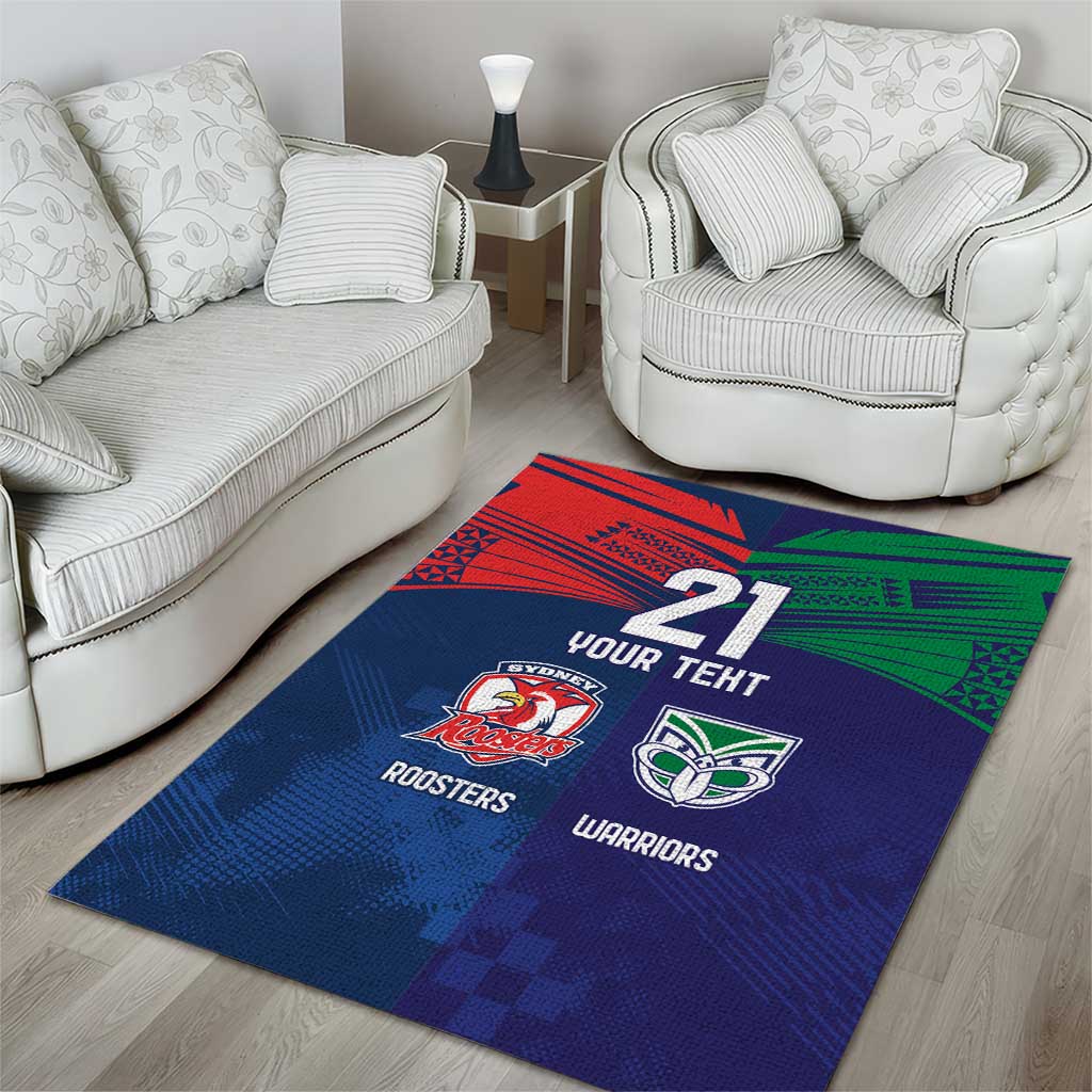 Custom Warriors-Roosters Area Rug Together Sporty Style