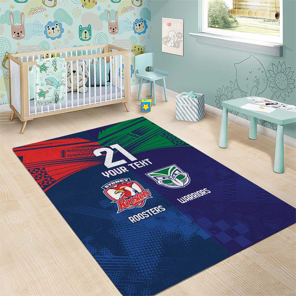 Custom Warriors-Roosters Area Rug Together Sporty Style
