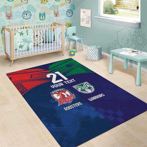Custom Warriors-Roosters Area Rug Together Sporty Style