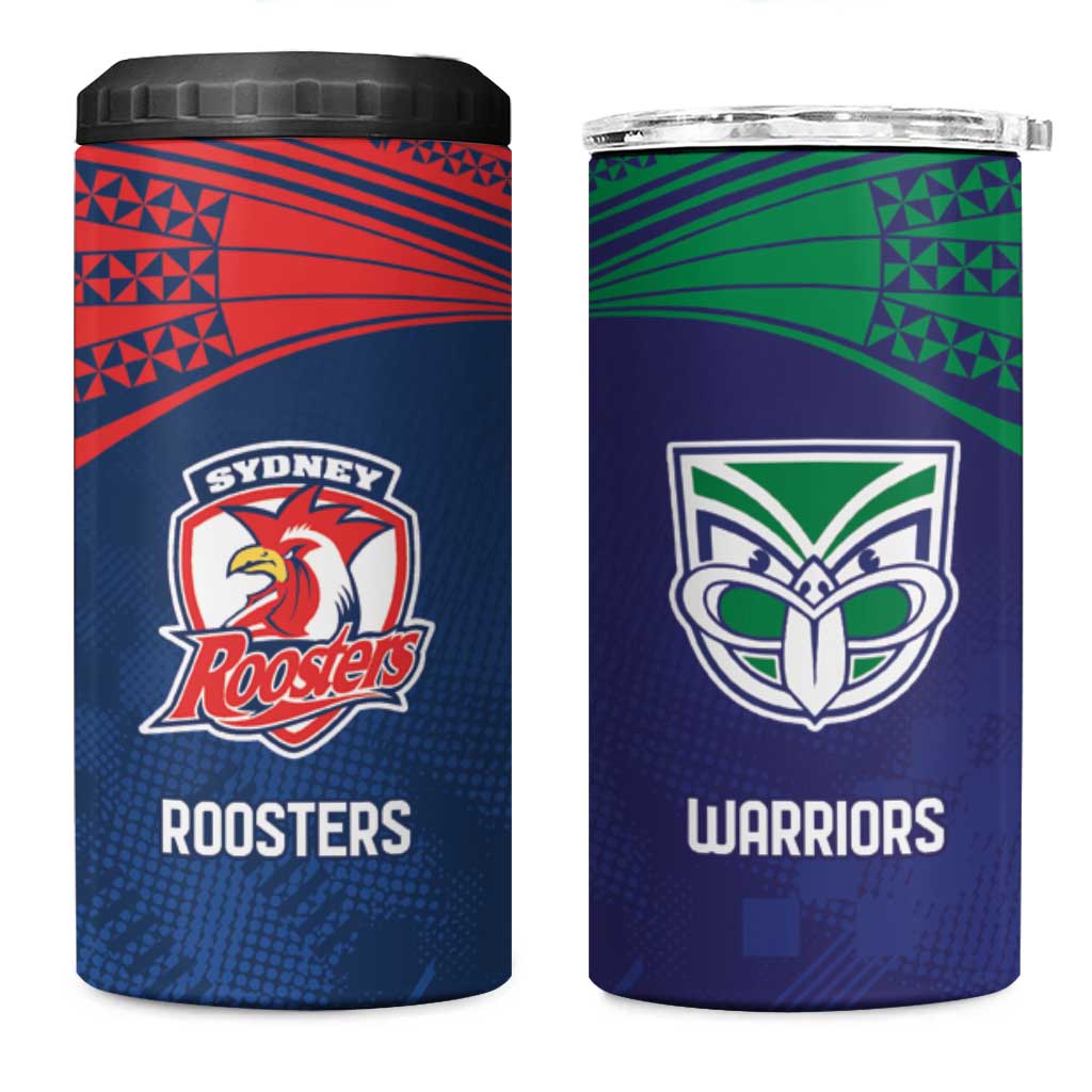 Custom Warriors-Roosters 4 in 1 Can Cooler Tumbler Together Sporty Style