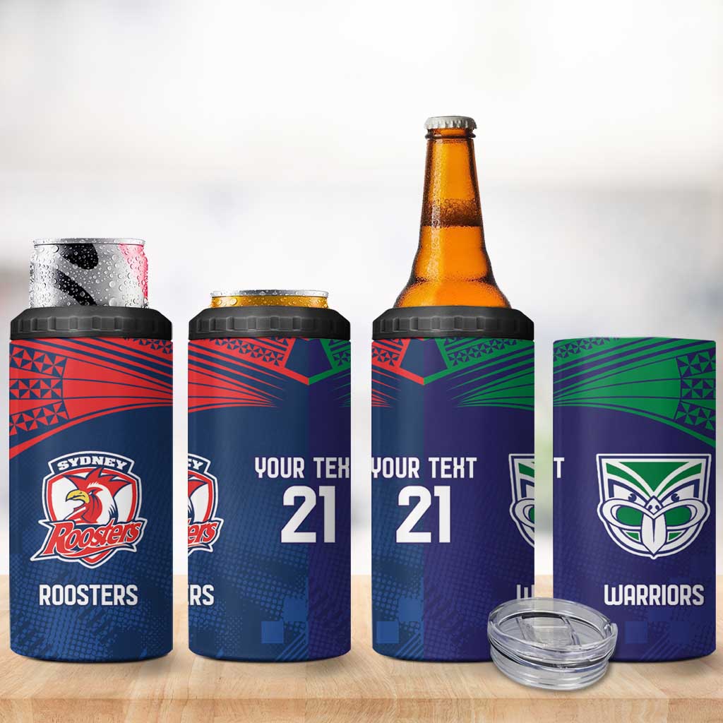 Custom Warriors-Roosters 4 in 1 Can Cooler Tumbler Together Sporty Style